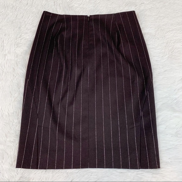 Theory Striped wool blend knee length pencil skirt in brown workwear - Picture 7 of 12